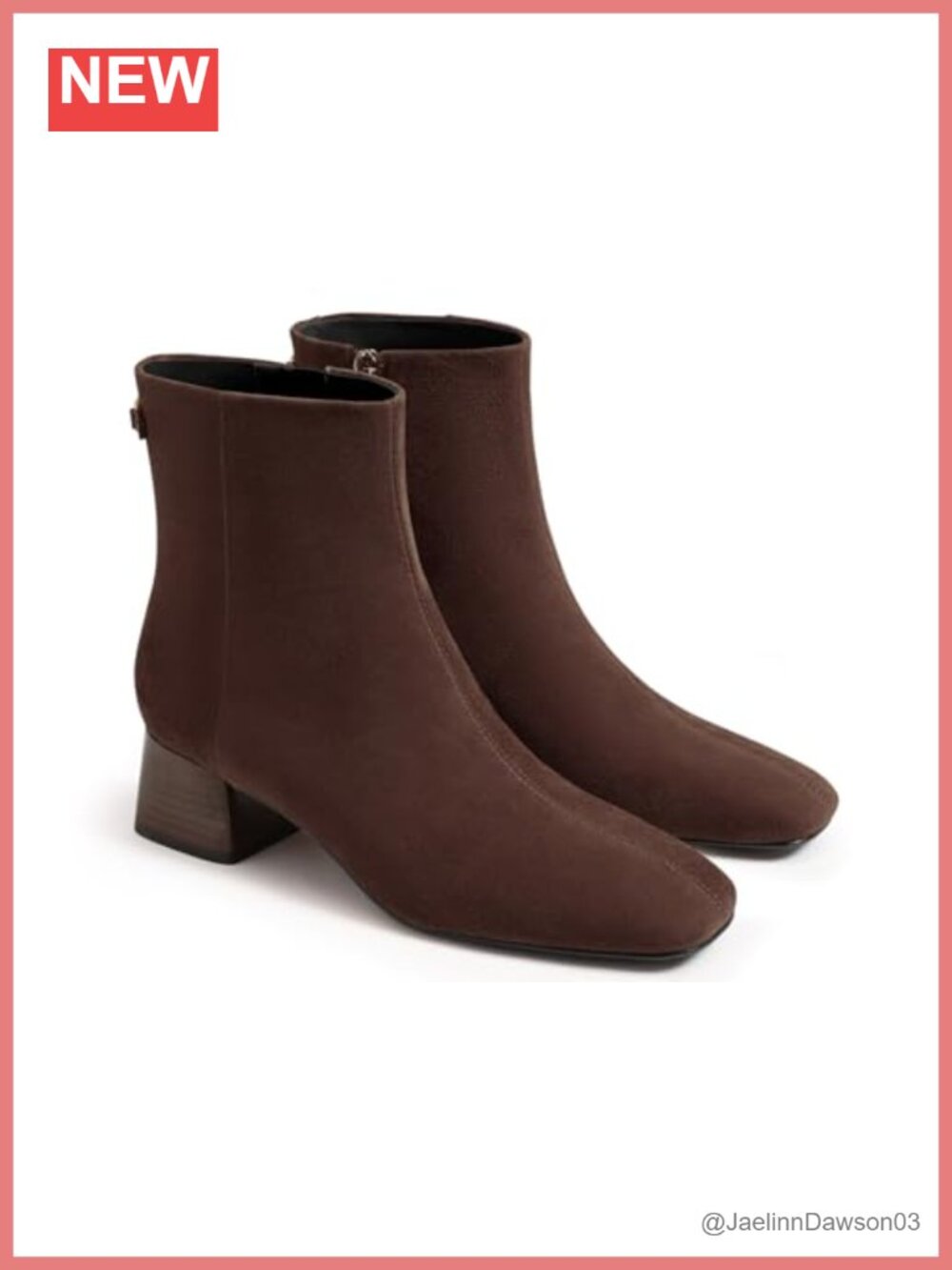 Womens Ankle Boots Chunky Low Heel Square Toe Booties Side Zipper Winter Dress